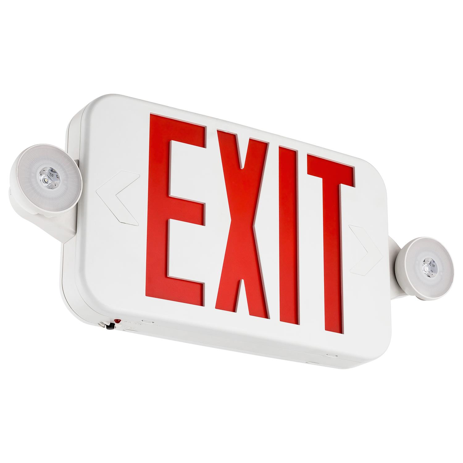 LED Exit Sign and Emergency Lights Ceiling or Wall Mount, Backup