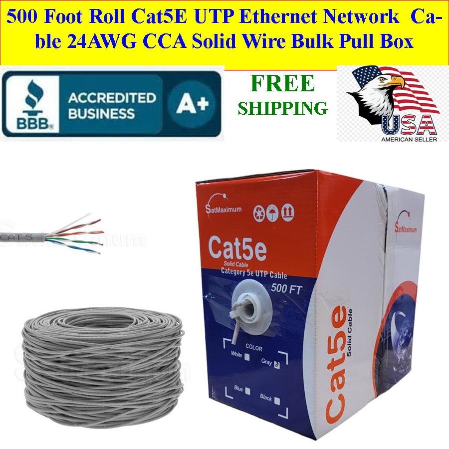 CAT5e UTP 500ft Network Ethernet Cable 24AWG Gray