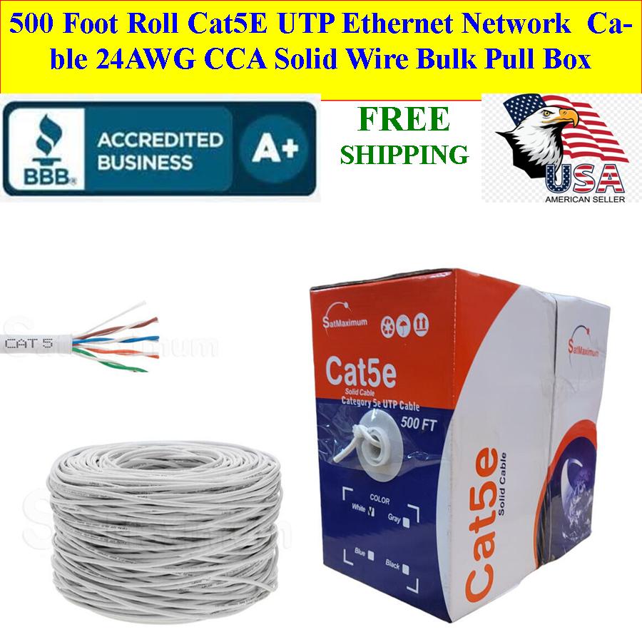 CAT5e UTP 500ft Network Ethernet Cable 24AWG White