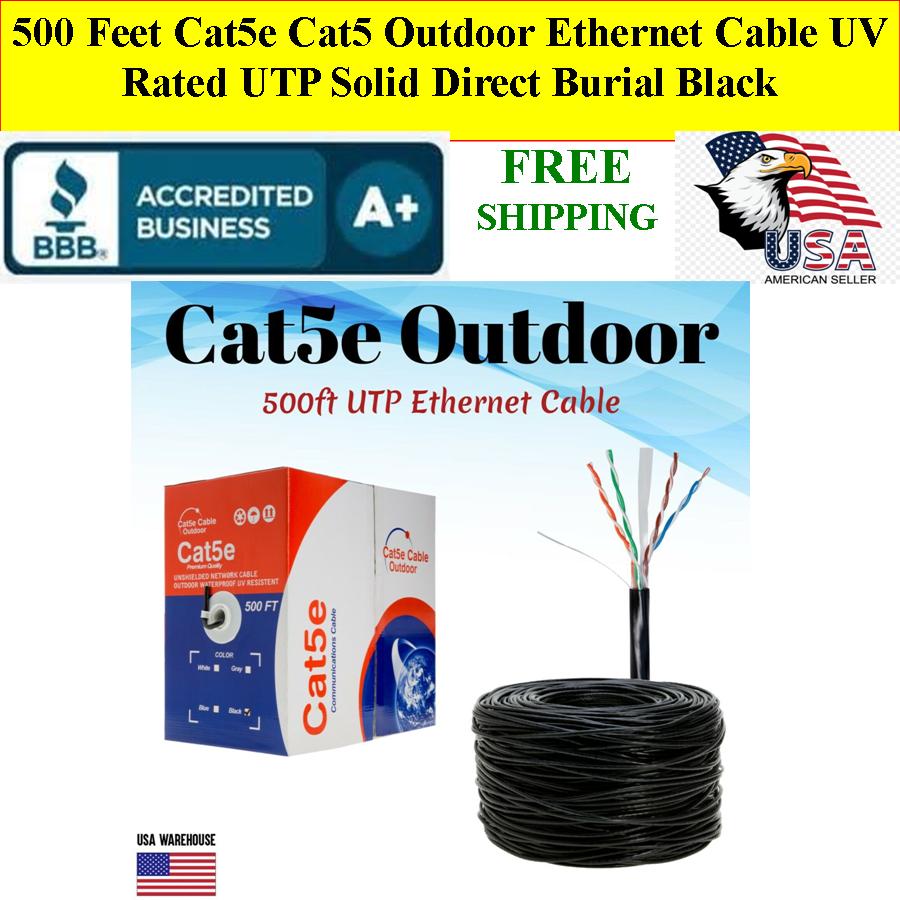 Direct Burial 500ft Cat5e Cat5 Outdoor Ethernet Cable