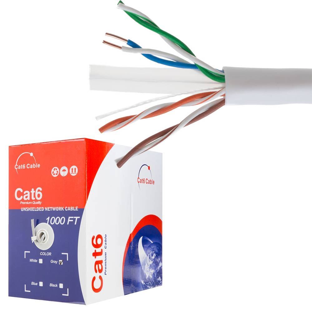 CAT6 UTP 1000ft Ethernet Network Cable 23AWG CCA Solid Wire WHIT