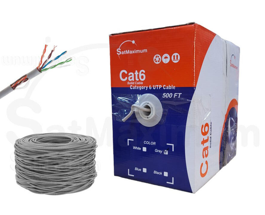 CAT6 UTP 500ft Ethernet Network Cable 23AWG CCA Solid Wire GRAY