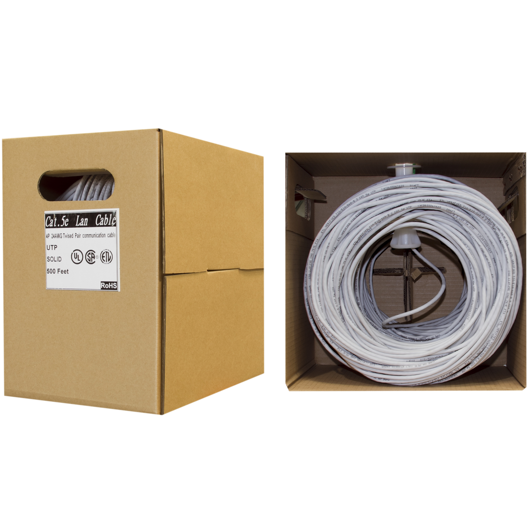 Cat5e Network Cable, CMR, Stranded Copper, Gray, 1000 Ft