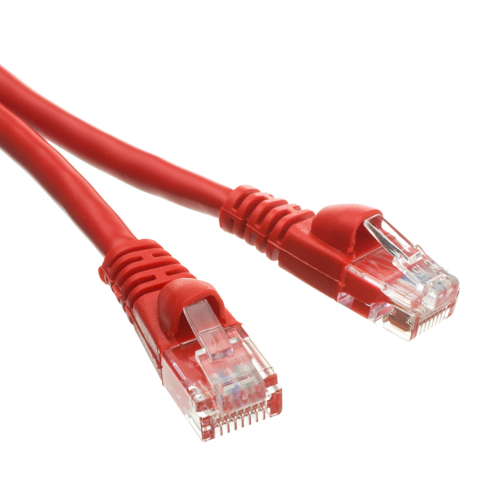 10ft Cat6a Red Ethernet Network Patch Cable, 10 Gb, Molded Boot