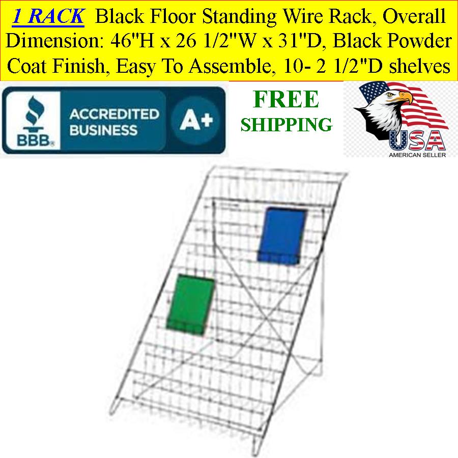 Black Floor Standing Wire Rack, 46''H x 26 1/2''W x 31''D