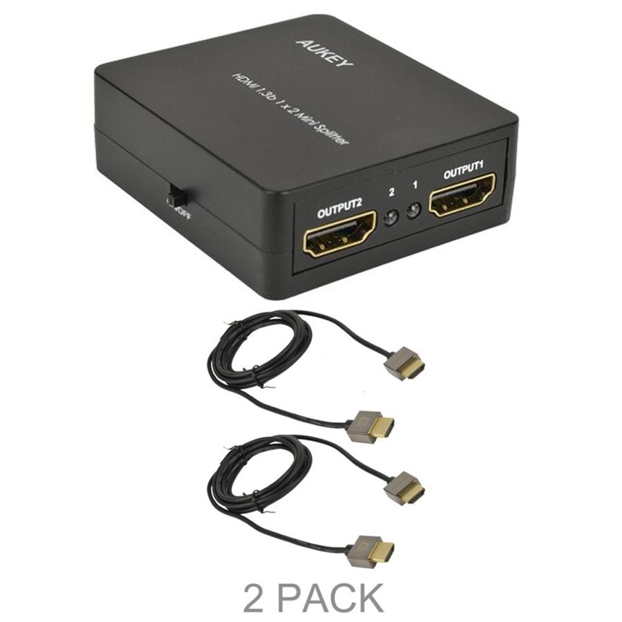 AUKEY HA-H01 1x2-Port HDMI 1.3b Mini Splitter w/ 2 Cables