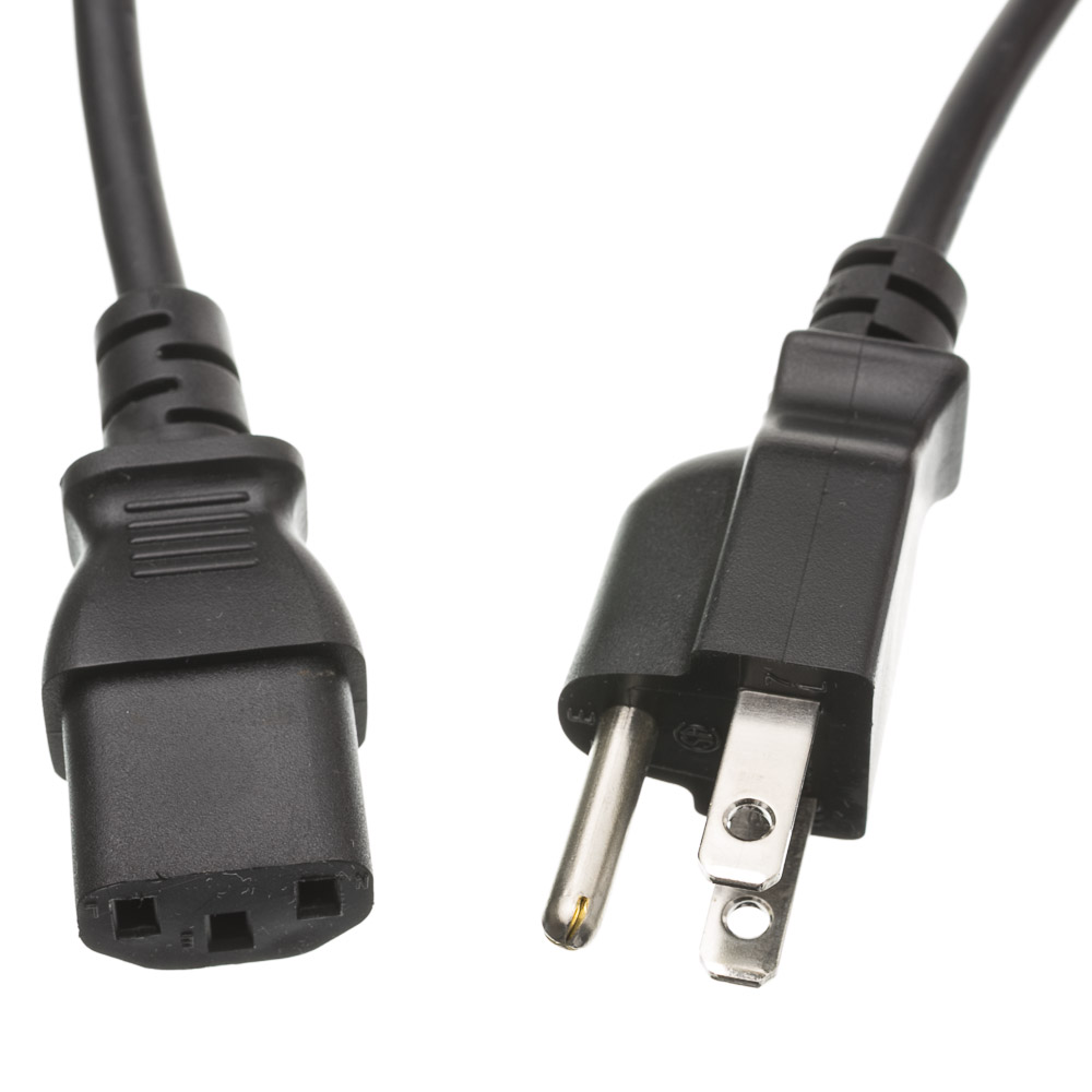 1 FT Computer / Monitor Power Cord, Black, NEMA 5-15P to C13