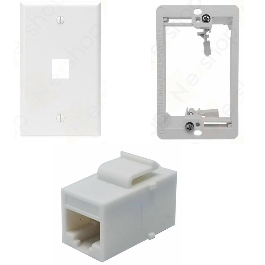 Ethernet Wall Plate Cat6 Coupler Jack Drywall Plate Combo