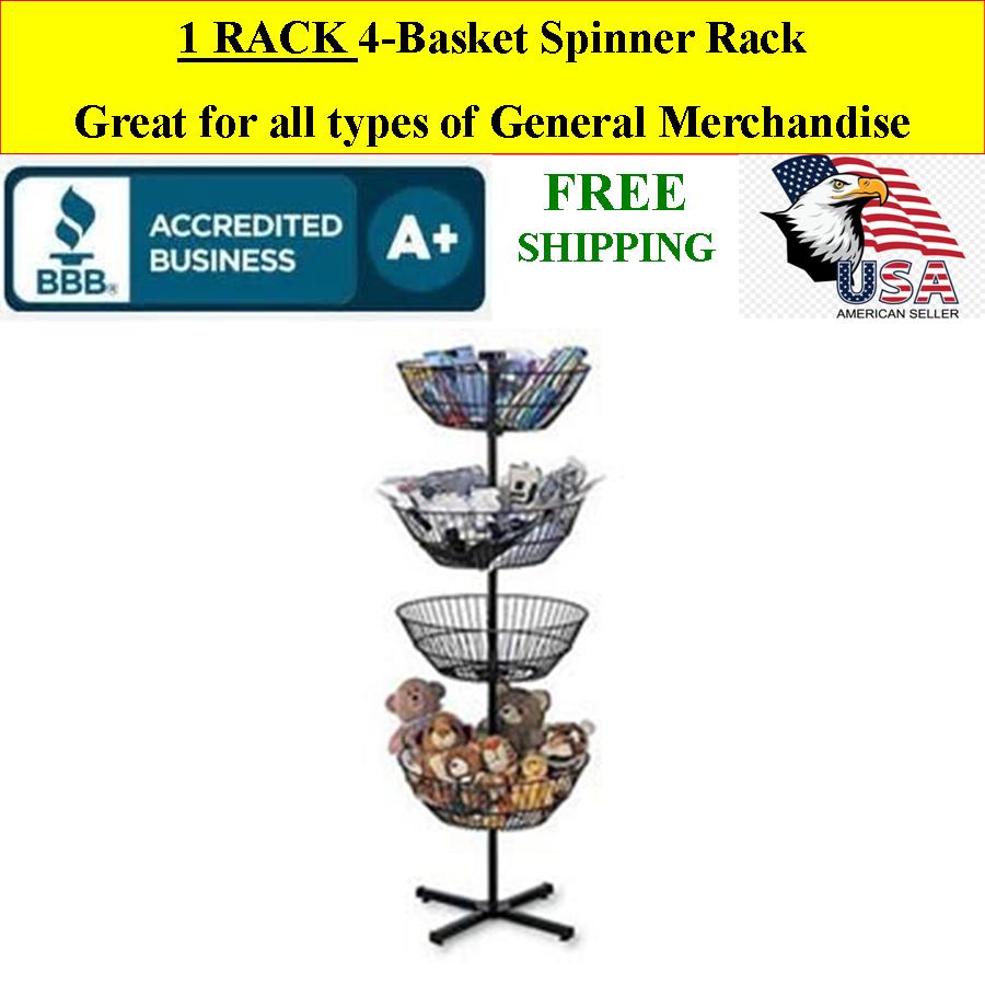 Retail Store Spinner Rack 4 Basket Retail Store Spinner Rack 4 Basket