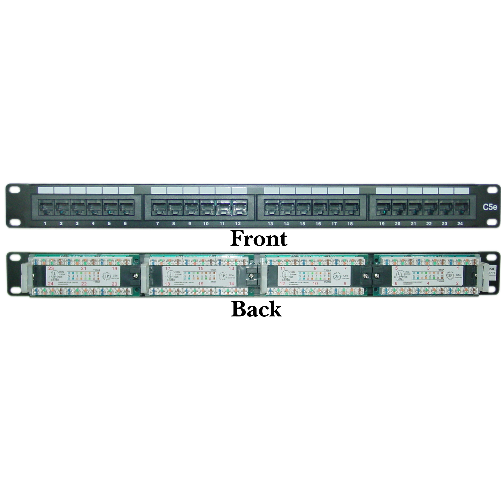 1U Rackmount 24 port Cat5e Patch Panel, Horizontal  1U Rackmount 24 port Cat5e Patch Panel, Horizontal