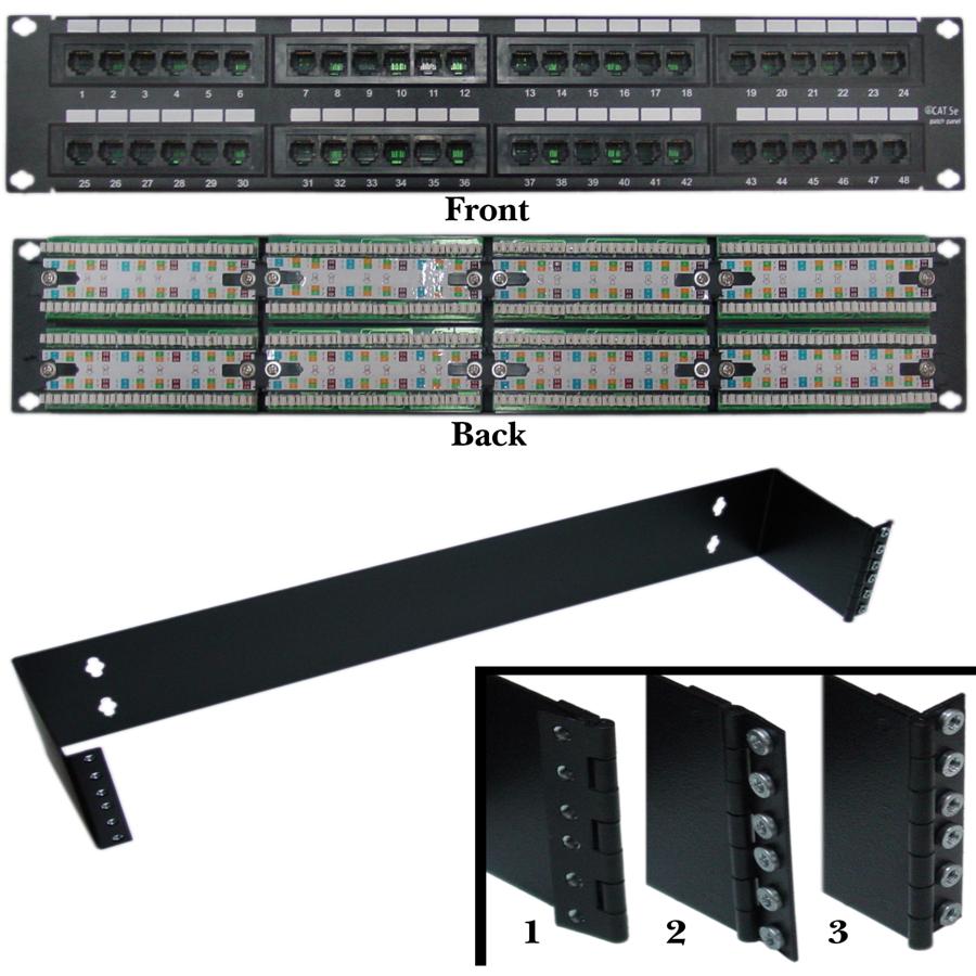 2U Rackmount 48 port Cat5e Patch Panel, Horizontal and Bracket 2U Rackmount 48 port Cat5e Patch Panel, Horizontal and Bracket