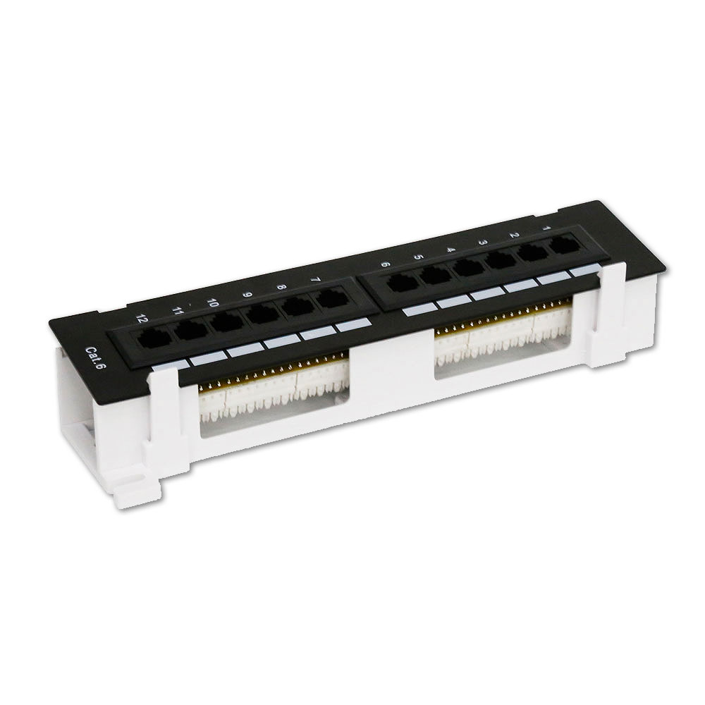 Wall Mount, 12 port Cat6 Patch Panel, 110 Type, 10 inch Wall Mount, 12 port Cat6 Patch Panel, 110 Type, 10 inch