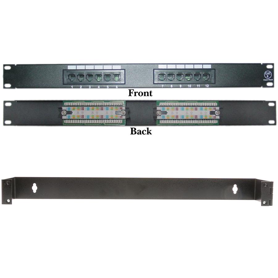12 port Cat6 Patch Panel, 110 Type, 568A & 568B with 1U Bracket 12 port Cat6 Patch Panel, 110 Type, 568A & 568B with 1U Bracket