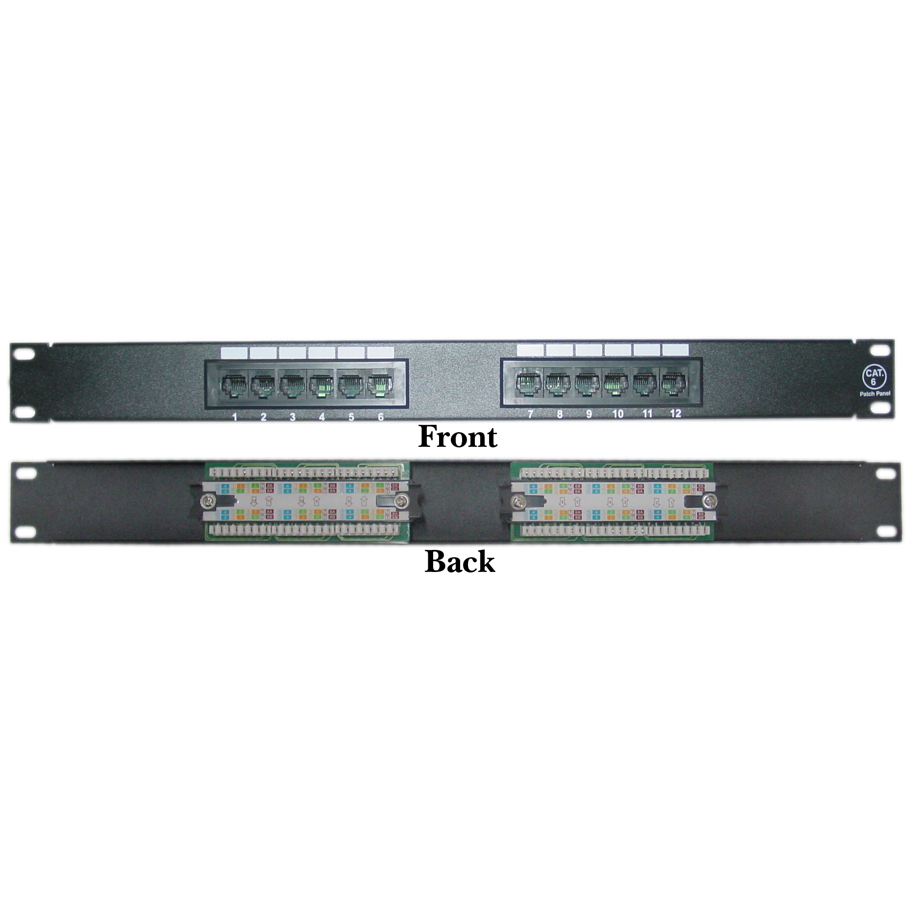 12 port Cat6 Patch Panel, 110 Type, 568A & 568B Compatible 12 port Cat6 Patch Panel, 110 Type, 568A & 568B Compatible