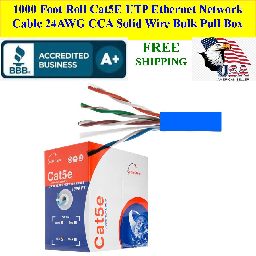 CAT5e UTP 1000ft Network Ethernet Cable 24AWG Blue