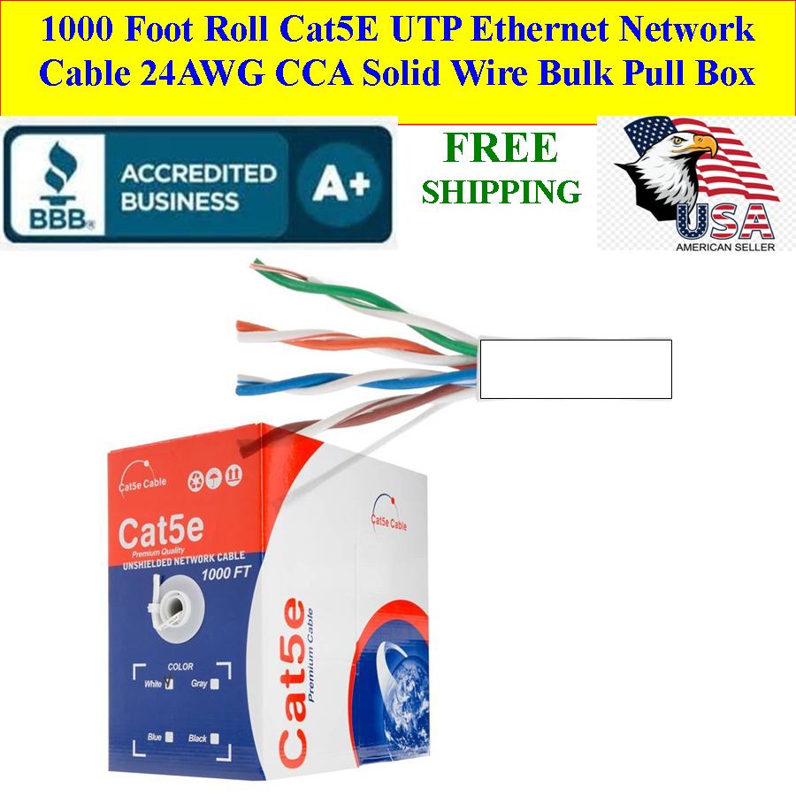 CAT5e UTP 1000ft Network Ethernet Cable 24AWG White CAT5e UTP 1000ft Network Ethernet Cable 24AWG White