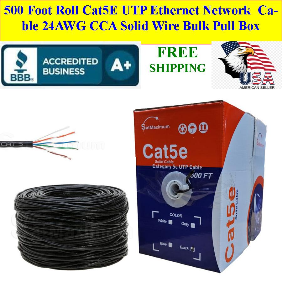 CAT5e UTP 500ft Network Ethernet Cable 24AWG Black CAT5e UTP 500ft Network Ethernet Cable 24AWG Black
