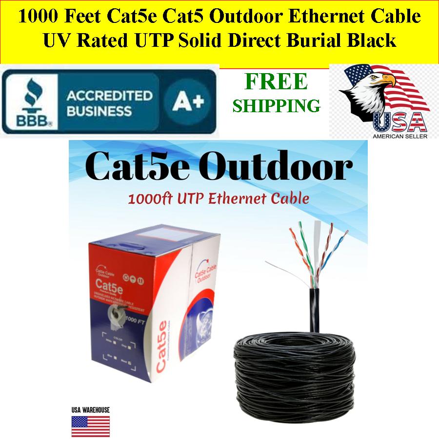 Direct Burial 1000ft Cat5e Cat5 Outdoor Ethernet Cable Direct Burial 1000ft Cat5e Cat5 Outdoor Ethernet Cable