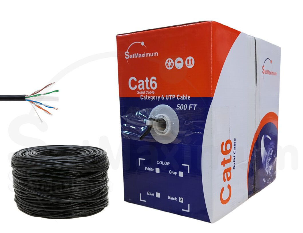 CAT6 UTP 500ft Ethernet Network Cable 23AWG CCA Solid Wire BLACK CAT6 UTP 500ft Ethernet Network Cable 23AWG CCA Solid Wire BLACK
