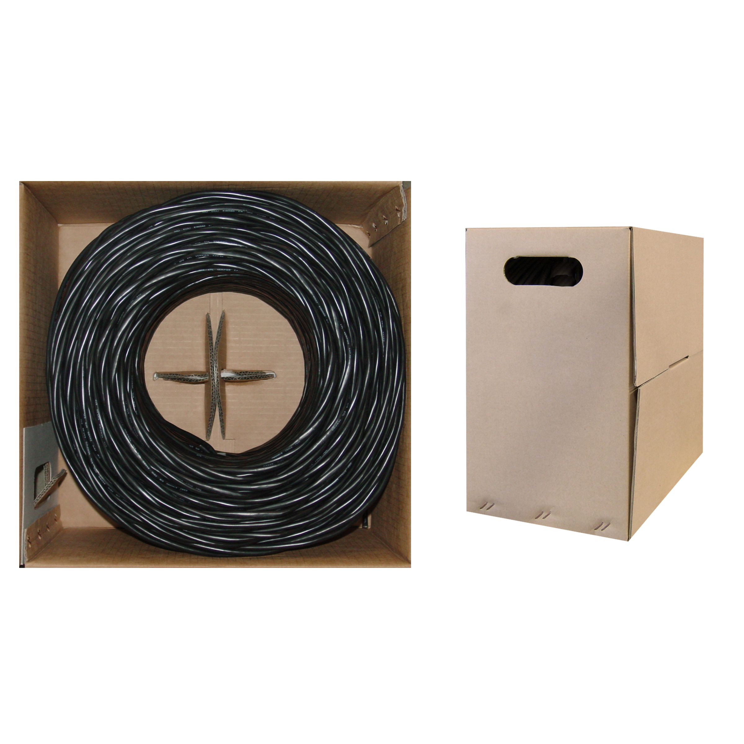 Cat5e Network Cable, CMR, Stranded Copper, Black, 1000 Ft Cat5e Network Cable, CMR, Stranded Copper, Black, 1000 Ft