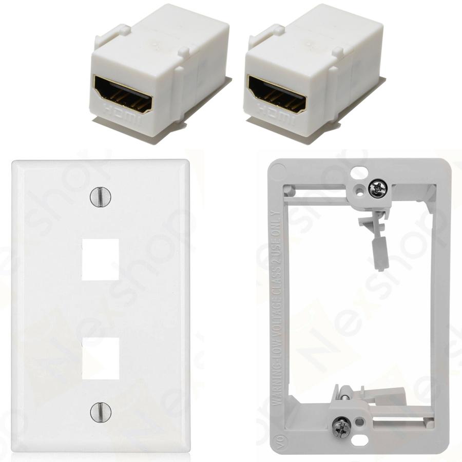 Ethernet Wall Plate, 2 HDMI Couplers, Jack Combo, Drywall Plate Ethernet Wall Plate, 2 HDMI Couplers, Jack Combo, Drywall Plate