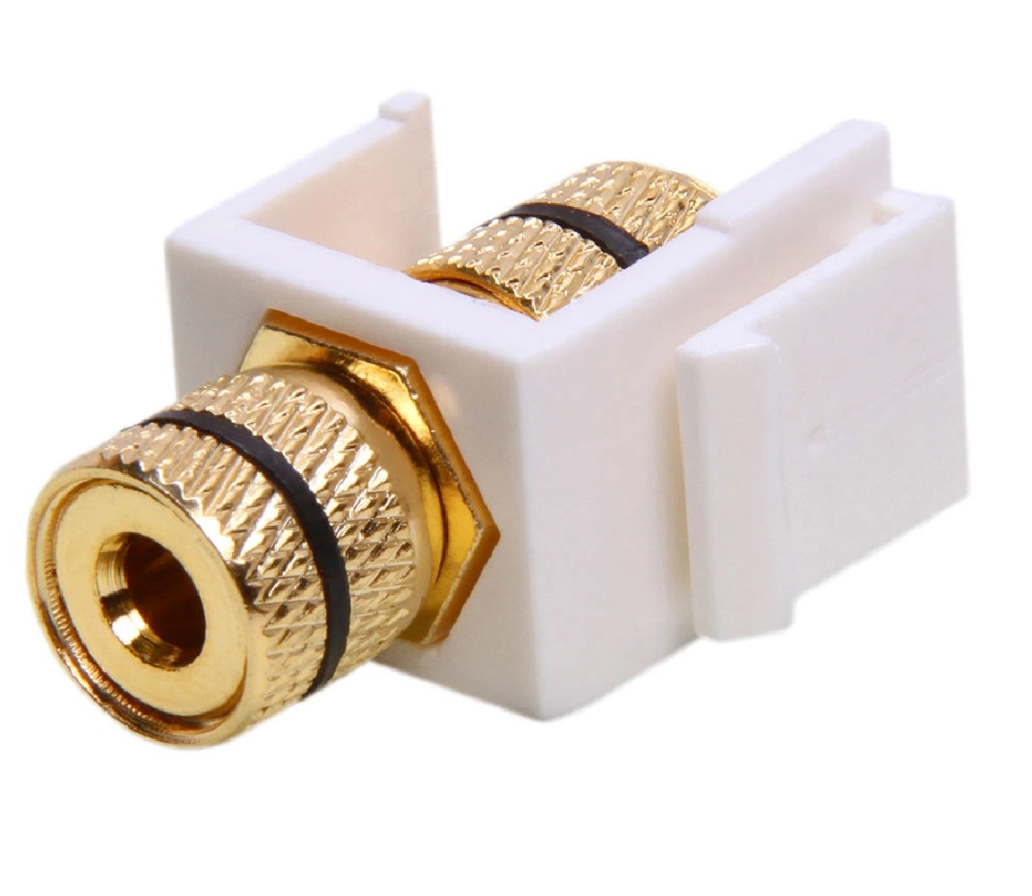 Keystone Jack - Banana Jack White with Black Ring Keystone Jack - Banana Jack White with Black Ring