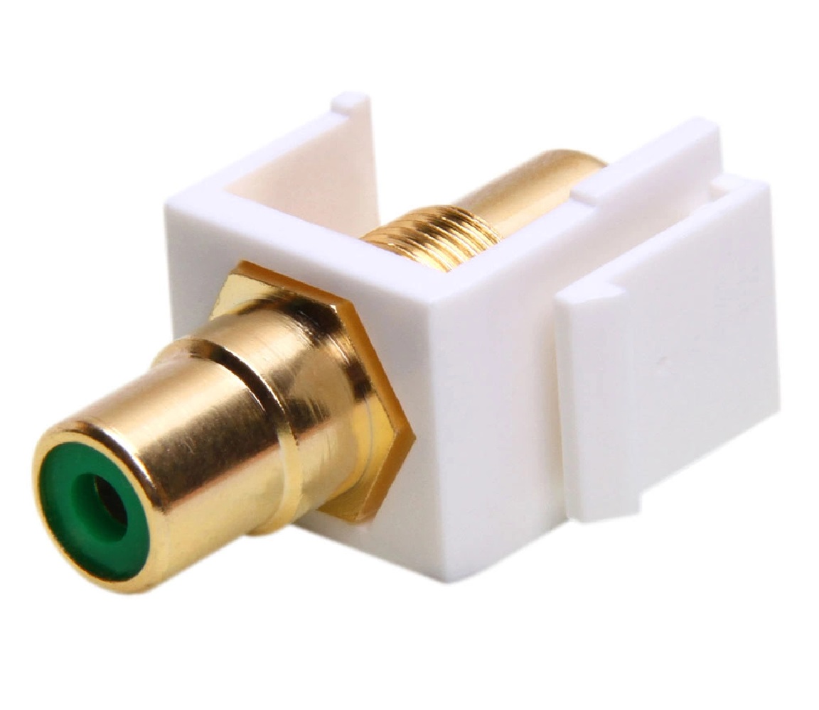 Keystone Jack - Modular RCA White with Green Center Keystone Jack - Modular RCA White with Green Center