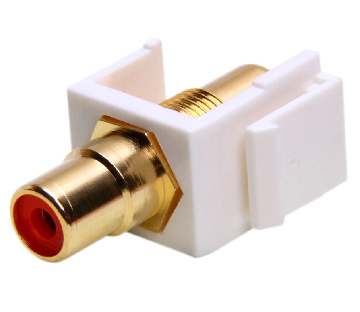 Keystone Jack - Modular RCA White with Red Center Keystone Jack - Modular RCA White with Red Center