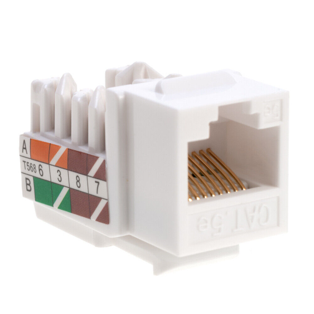Keystone Jack Cat5e Network Ethernet 110 Punchdown White Keystone Jack Cat5e Network Ethernet 110 Punchdown White