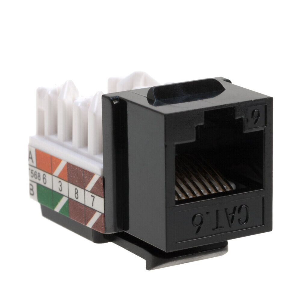 Keystone Jack Cat6 Network Ethernet 110 Punchdown Black Keystone Jack Cat6 Network Ethernet 110 Punchdown Black