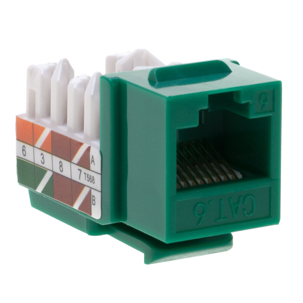Keystone Jack Cat6 Network Ethernet 110 Punchdown Green Keystone Jack Cat6 Network Ethernet 110 Punchdown Green