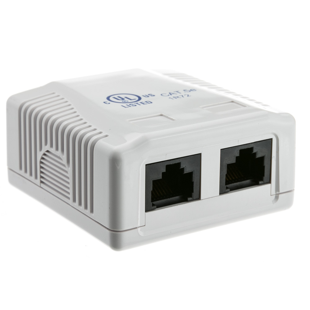 RJ45 2 Port Surface Mount Box Keystone Jack Cat 5e RJ45 2 Port Surface Mount Box Keystone Jack Cat 5e