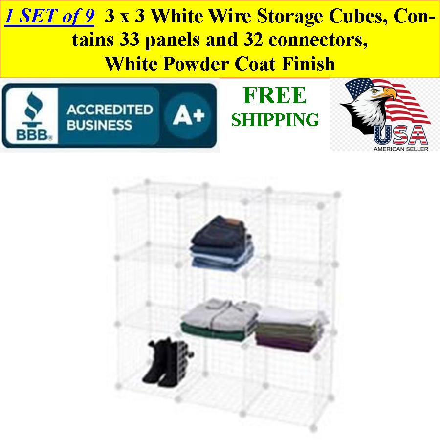 3 x 3 White Wire Storage Cubes Retail Store or Home Organizing  3 x 3 White Wire Storage Cubes Retail Store or Home Organizing