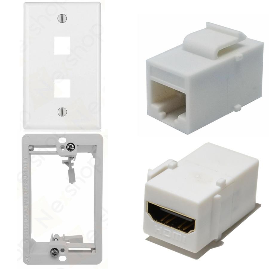 Ethernet Dual Plate Cat6 & HDMI Coupler, Drywall Mount Combo
