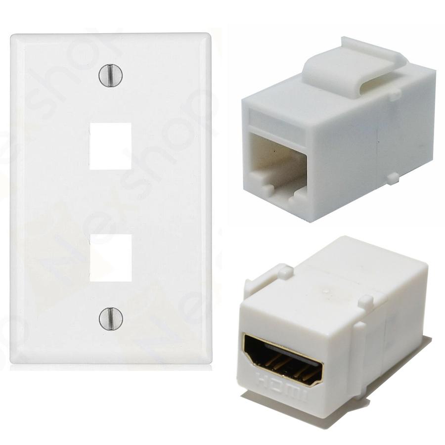 Ethernet Dual Plate Cat6, HDMI Coupler Jacks Combo Ethernet Dual Plate Cat6, HDMI Coupler Jacks Combo