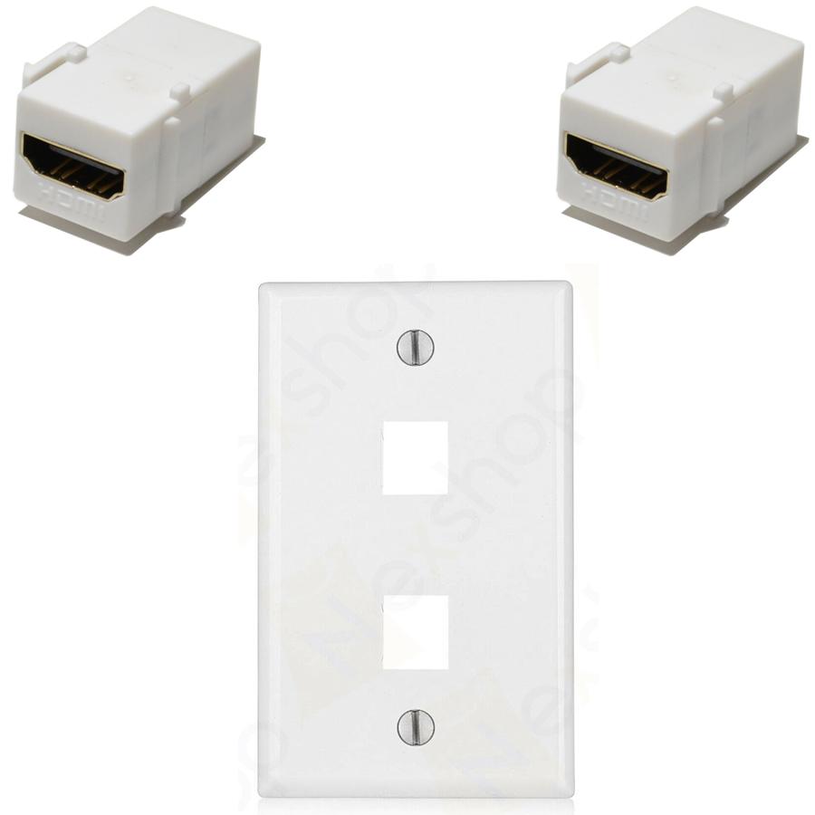 Ethernet Wall Plate, 2 HDMI Couplers Jack Combo Ethernet Wall Plate, 2 HDMI Couplers Jack Combo