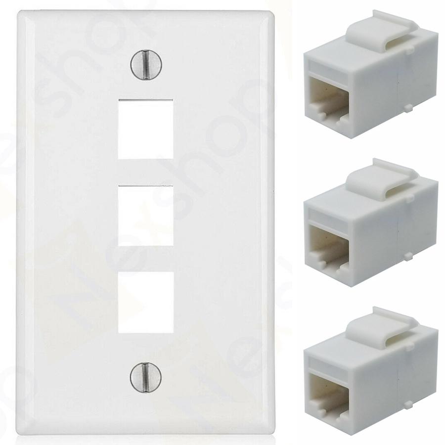 Ethernet Wall Plate Cat6 Coupler 3 Jacks Combo Ethernet Wall Plate Cat6 Coupler 3 Jacks Combo
