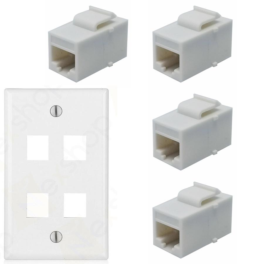 Ethernet Wall Plate Cat6 Coupler 4 Jacks Combo Ethernet Wall Plate Cat6 Coupler 4 Jacks Combo